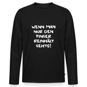 Eisbad Winterschwimmen "Eisbader Motivation" - Männer Premium Bio Langarmshirt - Schwarz - Vorne - Nico (187cm)
