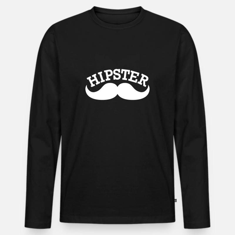 Hipster - Männer Premium Bio Langarmshirt - Schwarz