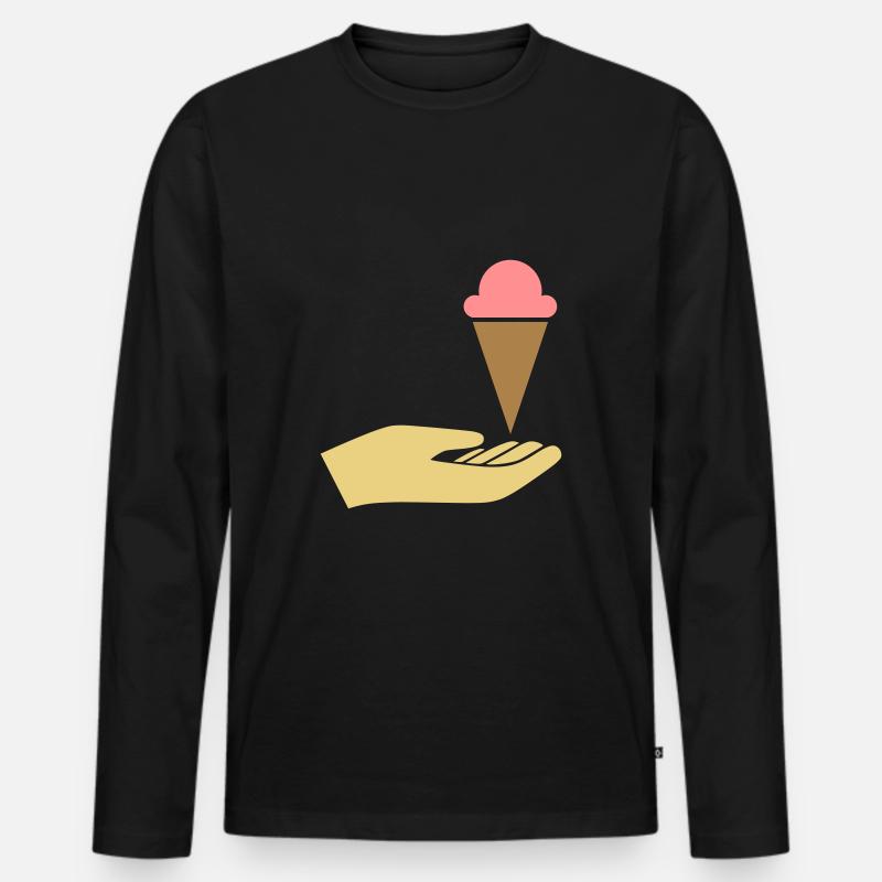Hand reicht Eis - Männer Premium Bio Langarmshirt - Schwarz