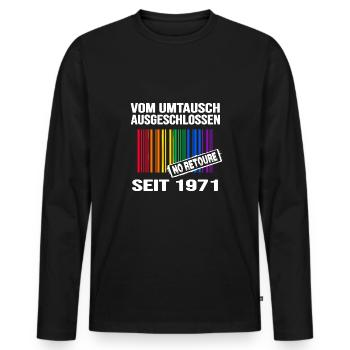 1971 geburtstag lgbt regenbogen pride birthday - Männer Premium Bio Langarmshirt - Schwarz - Vorne - Nico (187cm)