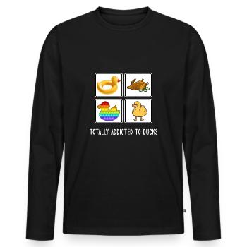 Duck collection Duck lovers "Duck good" - Men's Premium Organic Long Sleeve Shirt - black - Front - Nico (187cm)