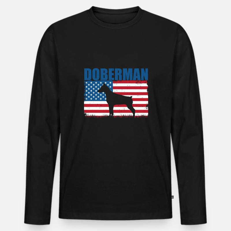 Dobermann - Männer Premium Bio Langarmshirt - Schwarz