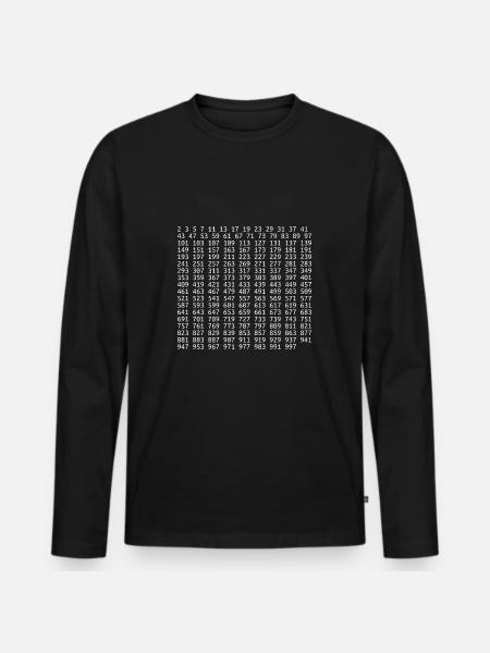 all prime numbers from 1 to 1,000 - Men's Premium Organic Long Sleeve Shirt - black