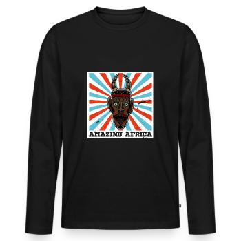 Africa Mask African Afro History - Men's Premium Organic Long Sleeve Shirt - black - Front - Nico (187cm)