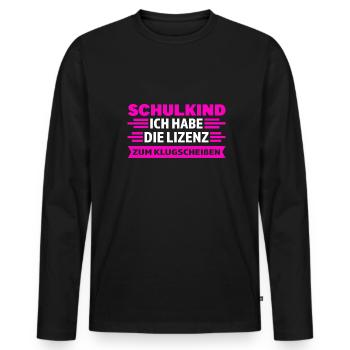 Schulkind Anfang Schulbeginn Geschenk - Männer Premium Bio Langarmshirt - Schwarz - Vorne - Nico (187cm)