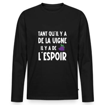 tant qu'il y a de la vigne - T-shirt manches longues Premium bio Homme - noir - Devant - Nico (187cm)