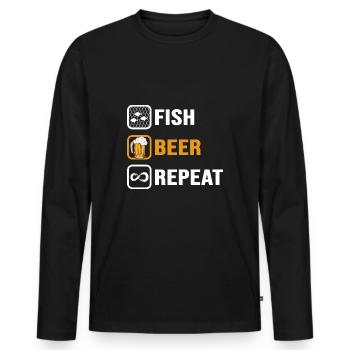 Angler angelt Angelcamp "Angelschein und Bier" - Männer Premium Bio Langarmshirt - Schwarz - Vorne - Nico (187cm)