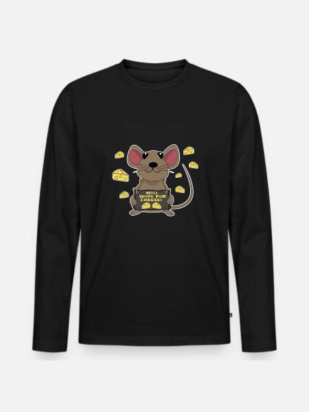 Funny mouse cheese - Men's Premium Organic Long Sleeve Shirt - black