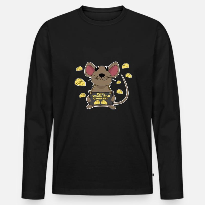 Lustige Maus Käse - Männer Premium Bio Langarmshirt - Schwarz