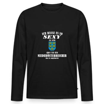Stolzer Niederösterreicher – Angeboren Sexy - Männer Premium Bio Langarmshirt - Schwarz - Vorne - Nico (187cm)
