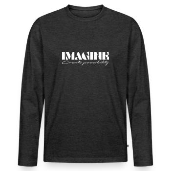 Imagine Create possibility - Men's Premium Organic Long Sleeve Shirt - heather anthracite - Front - Nico (187cm)