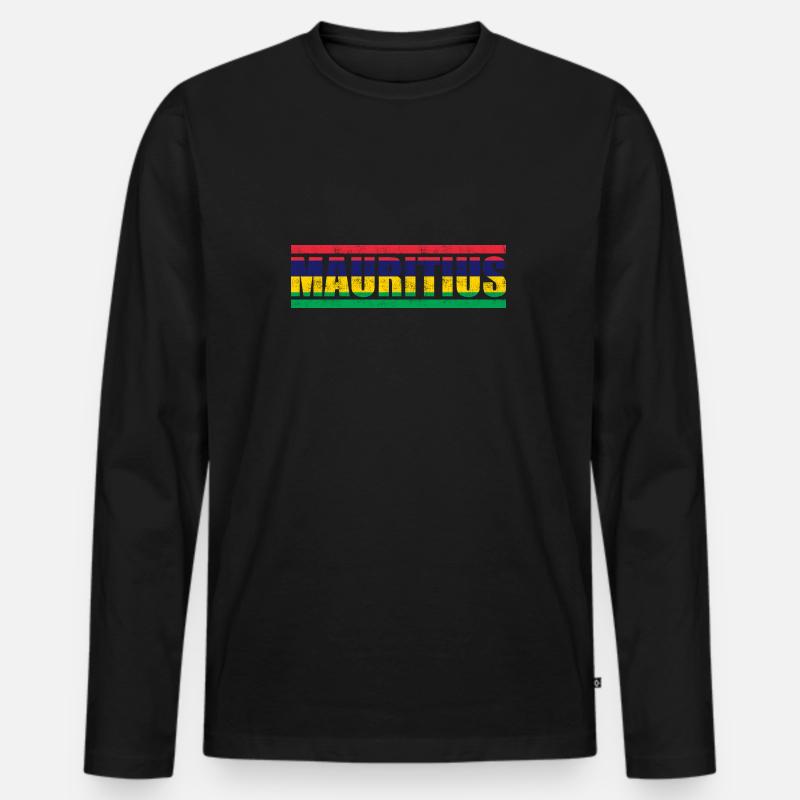 Mauritius - Männer Premium Bio Langarmshirt - Schwarz