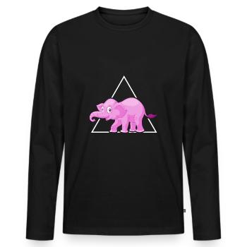 Éléphant pachyderme éléphant rose dans la boutique de porcelaine - T-shirt manches longues Premium bio Homme - noir - Devant - Nico (187cm)
