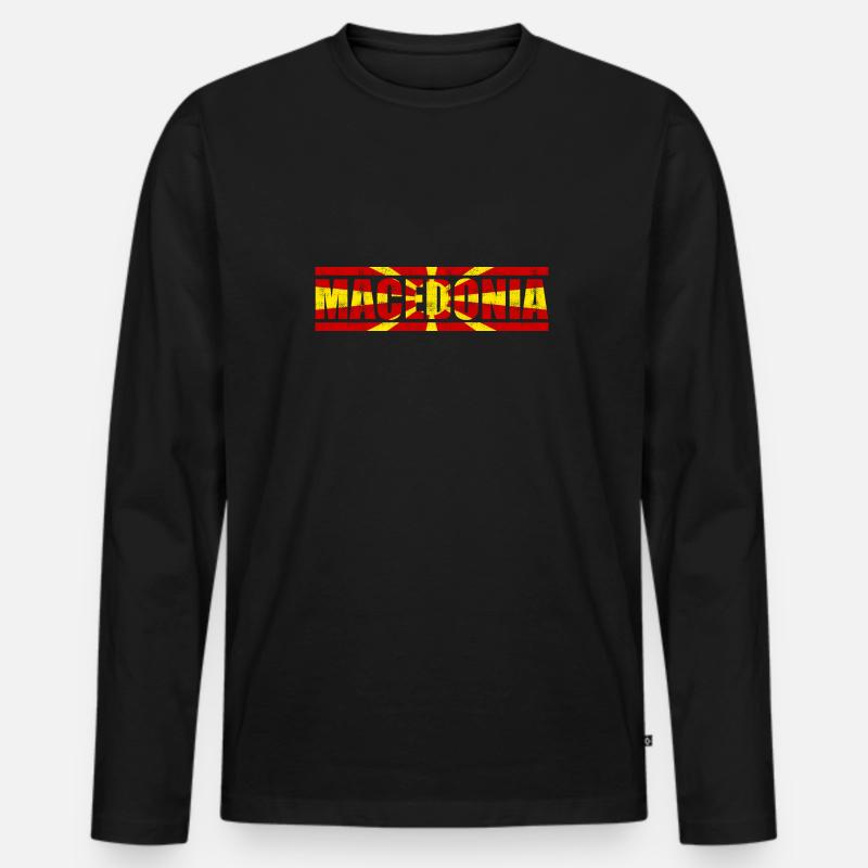 Mazedonien - Männer Premium Bio Langarmshirt - Schwarz