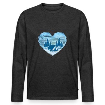 Wintercamping-Love Bivouac de tentes d’hiver - T-shirt manches longues Premium bio Homme - anthracite chiné - Devant - Nico (187cm)
