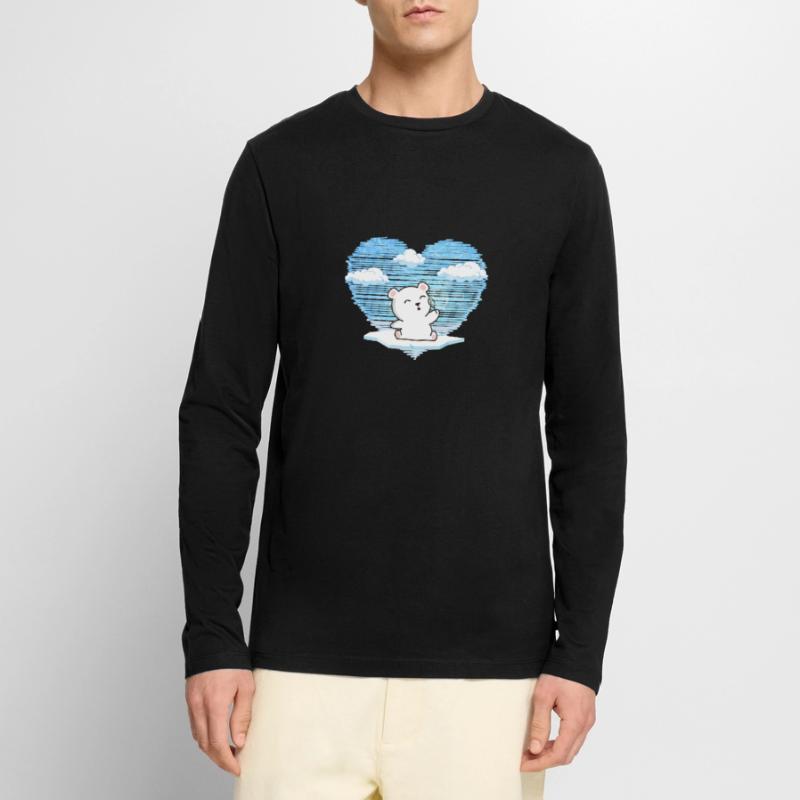 winterschwimmer-eisbär liebt eisbaden im eisloch Männer Premium Bio Langarmshirt