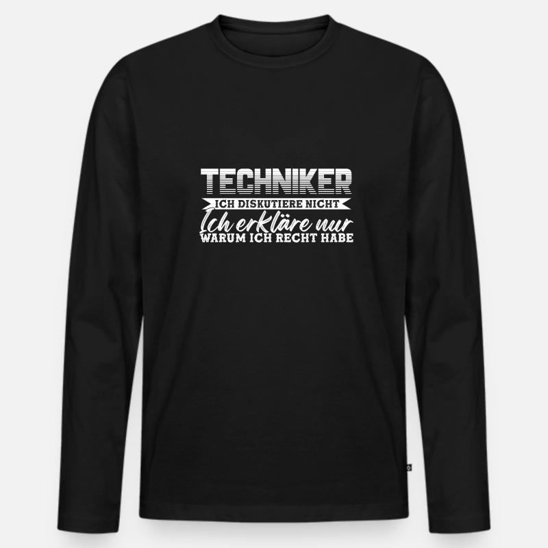 Techniker Beruf Fachmann Technik Geschenk - Männer Premium Bio Langarmshirt - Schwarz