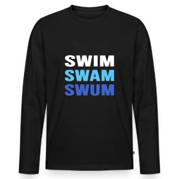 Swimming Swimmer swims swimming badge - Men's Premium Organic Long Sleeve Shirt - black - Front - Nico (187cm)