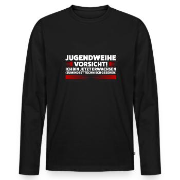Jugendweihe Jugend Jugendliche Geschenk - Männer Premium Bio Langarmshirt - Schwarz - Vorne - Nico (187cm)