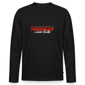 Passion Never Fails - Männer Premium Bio Langarmshirt - Schwarz - Vorne - Nico (187cm)