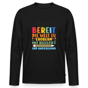 Kindergarten graduates school start school child enrollment - Men's Premium Organic Long Sleeve Shirt - black - Front - Nico (187cm)