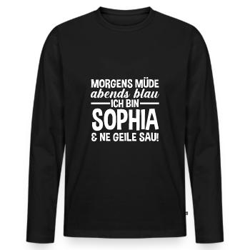 Prénom Sophia - T-shirt manches longues Premium bio Homme - noir - Devant - Nico (187cm)
