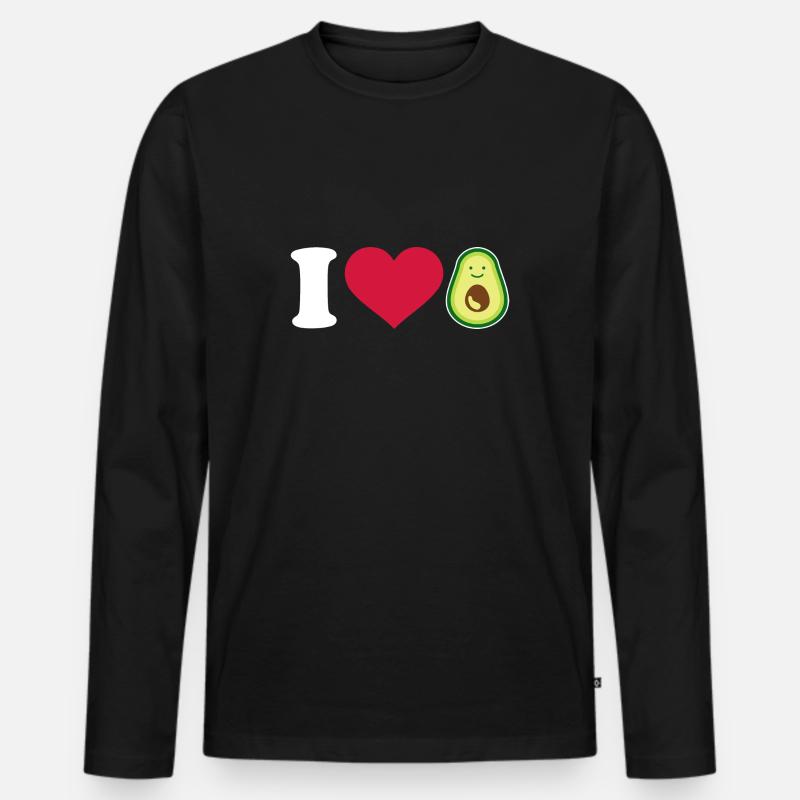 Avocado - Männer Premium Bio Langarmshirt - Schwarz