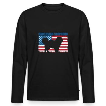 Chien de berger du Caucase Ovcharka - T-shirt manches longues Premium bio Homme - noir - Devant - Nico (187cm)