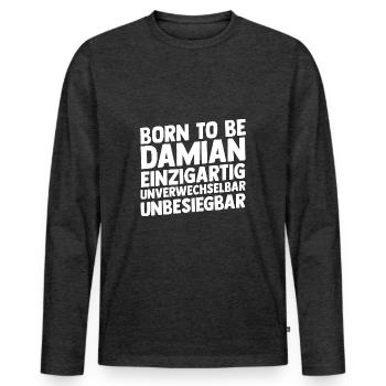 Prénom Damian - T-shirt manches longues Premium bio Homme - anthracite chiné - Devant - Nico (187cm)