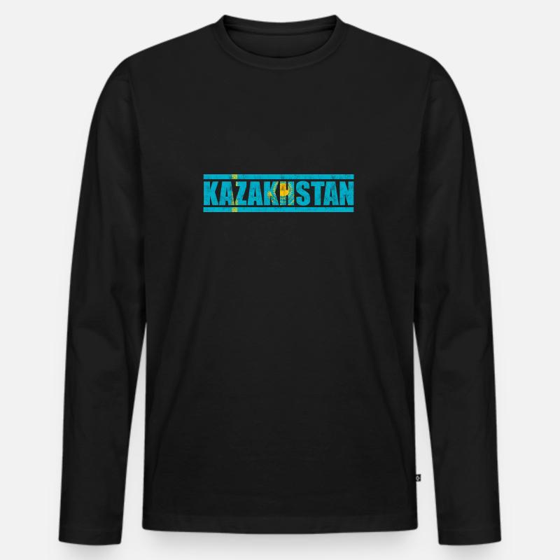 Kasachstan - Männer Premium Bio Langarmshirt - Schwarz