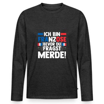 Franzose Französisch Frankreich - Männer Premium Bio Langarmshirt - Anthrazit meliert - Vorne - Nico (187cm)