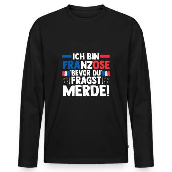 Français Français France - T-shirt manches longues Premium bio Homme - noir - Devant - Nico (187cm)