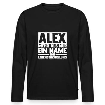 Alexander Alexandra Alexa Alex - Männer Premium Bio Langarmshirt - Schwarz - Vorne - Nico (187cm)