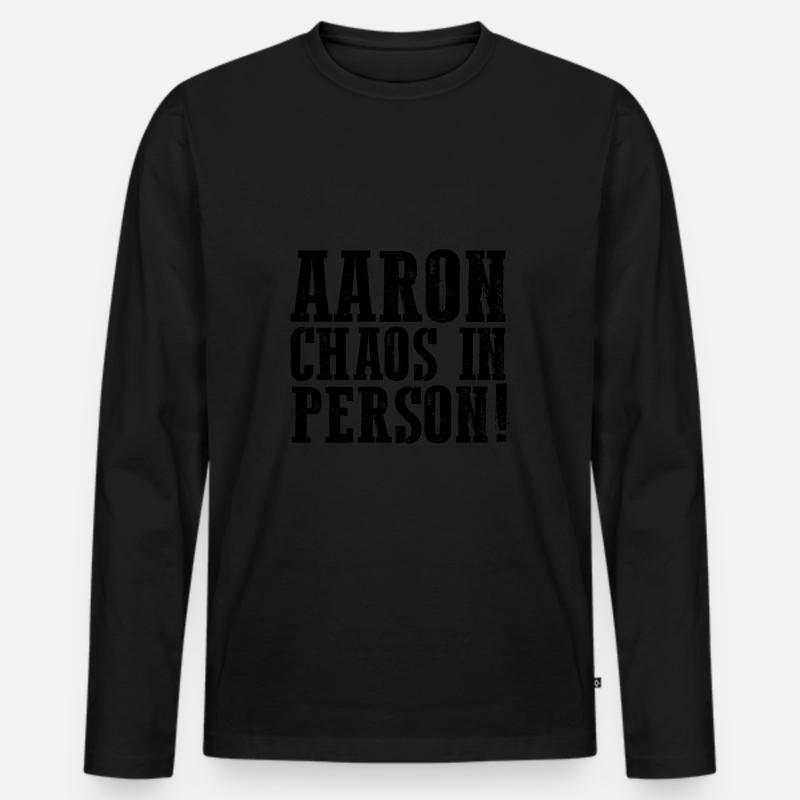 Vorname Aaron - Männer Premium Bio Langarmshirt - Schwarz