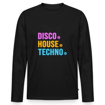 Disco House Techno ballern hard Bass Rave - T-shirt manches longues Premium bio Homme - noir - Devant - Nico (187cm)