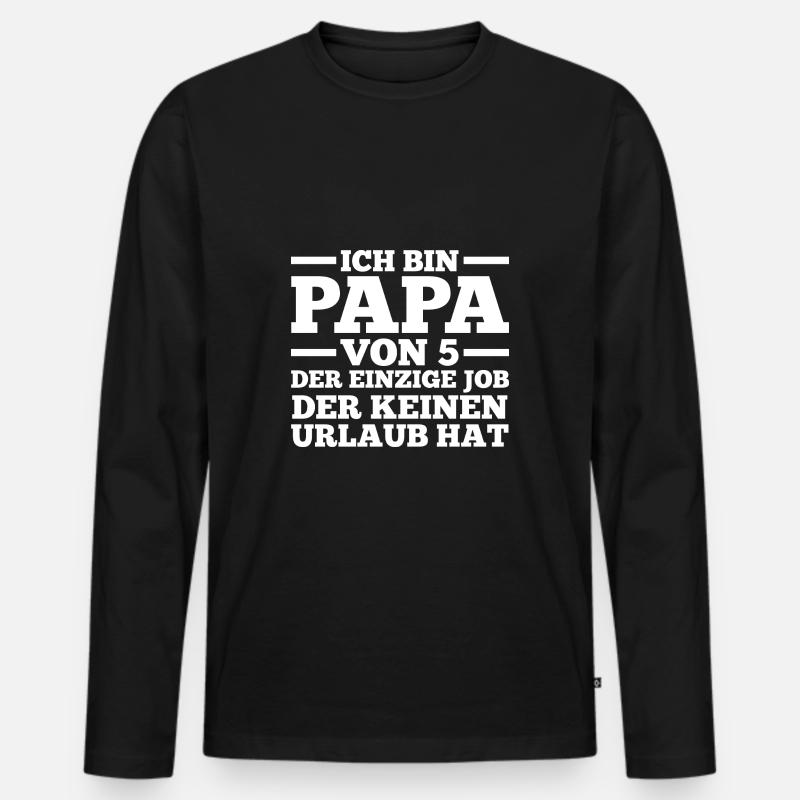 Papa Von 5 Kindern - Männer Premium Bio Langarmshirt - Schwarz