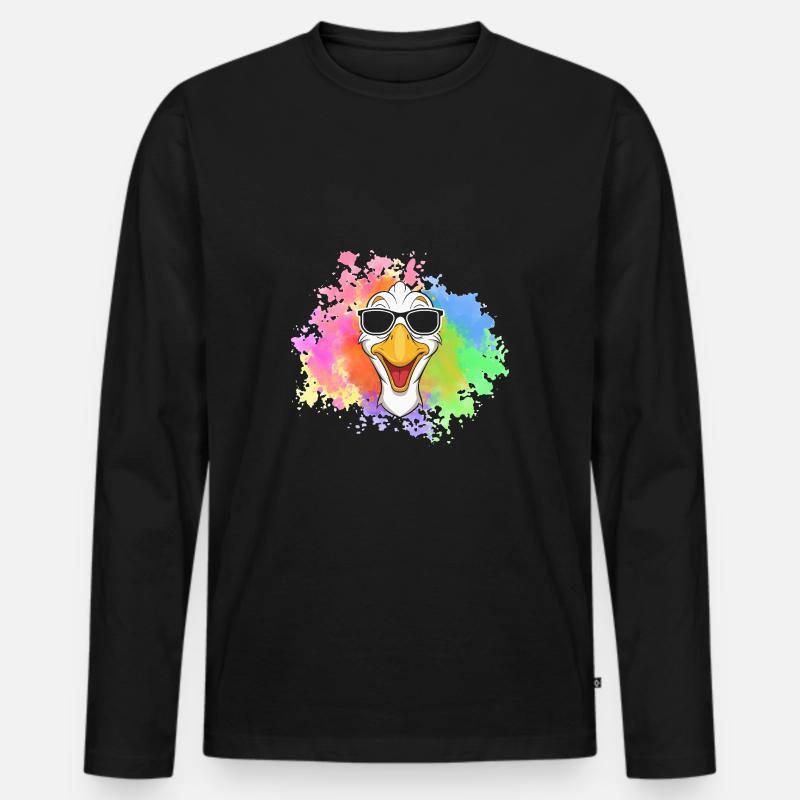 Gans - Männer Premium Bio Langarmshirt - Schwarz