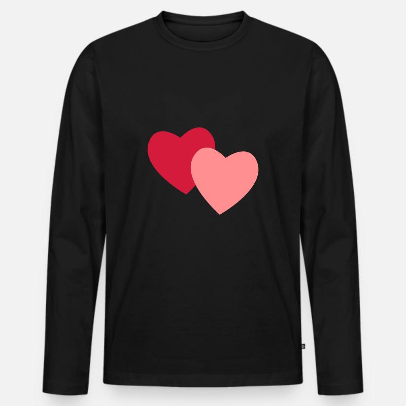 rosa Herzen - Männer Premium Bio Langarmshirt - Schwarz