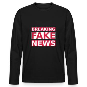 Breaking Fake News - Men's Premium Organic Long Sleeve Shirt - black - Front - Nico (187cm)