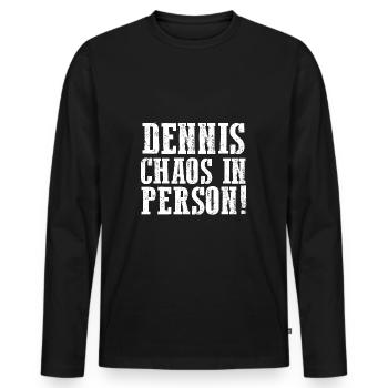 Prénom Dennis - T-shirt manches longues Premium bio Homme - noir - Devant - Nico (187cm)