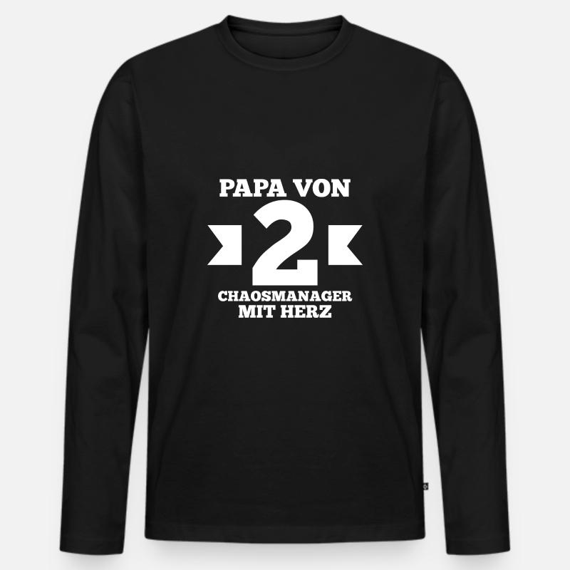 Papa Von 2 Kindern - Männer Premium Bio Langarmshirt - Schwarz