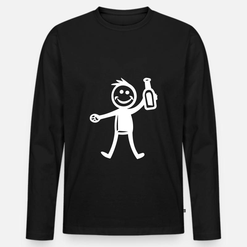 Trinken Flasche Bier - Männer Premium Bio Langarmshirt - Schwarz