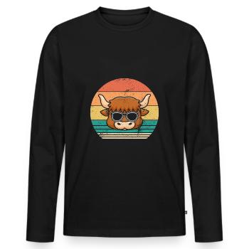 Bovins de buffle Bœufs - T-shirt manches longues Premium bio Homme - noir - Devant - Nico (187cm)