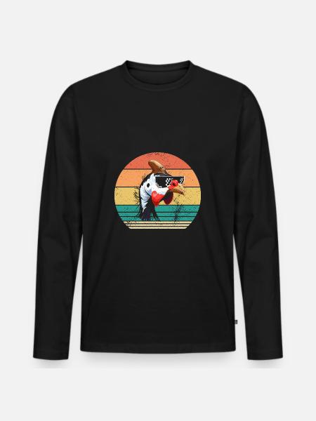 Chickens Rooster Guinea Fowl - Men's Premium Organic Long Sleeve Shirt - black