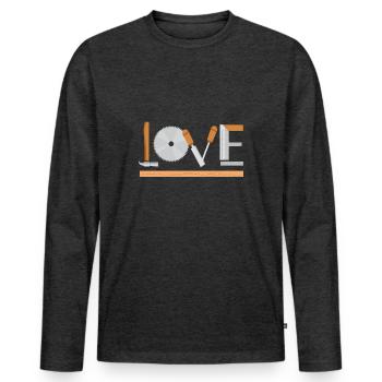 Outils de travail du bois Love Design pour - T-shirt manches longues Premium bio Homme - anthracite chiné - Devant - Nico (187cm)