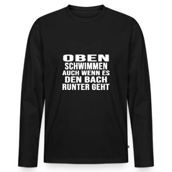 "Schwimmer schwimmen oben" Schwimmtalent - Männer Premium Bio Langarmshirt - Schwarz - Vorne - Nico (187cm)