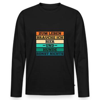 Hund Bier Hundebesitzer Hundehalter Hundemotiv Hun - Männer Premium Bio Langarmshirt - Schwarz - Vorne - Nico (187cm)