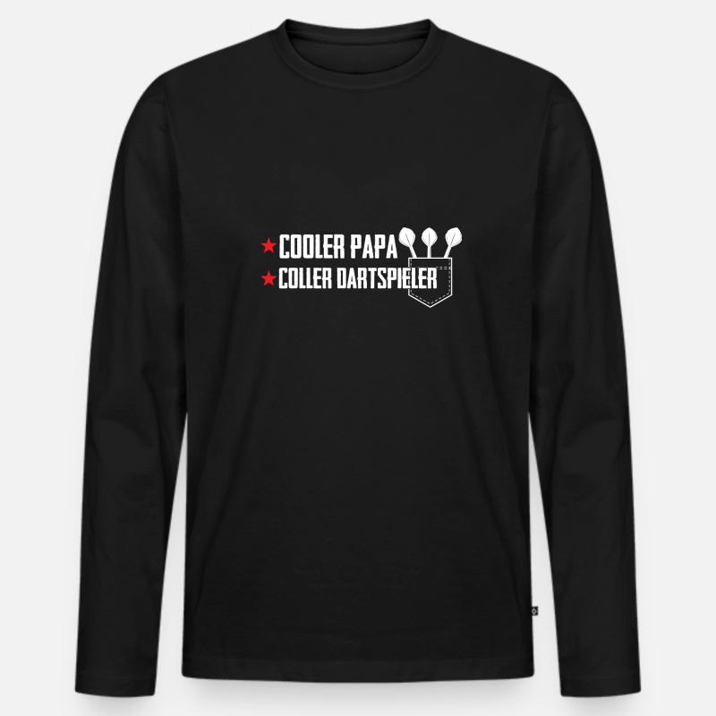 Darts Papa Darten Dartspiel Geschenk - Männer Premium Bio Langarmshirt - Schwarz