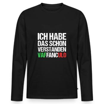 Italie Italien Vaffanculo - T-shirt manches longues Premium bio Homme - noir - Devant - Nico (187cm)