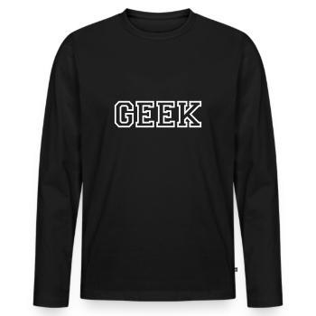 Geek - Männer Premium Bio Langarmshirt - Schwarz - Vorne - Nico (187cm)